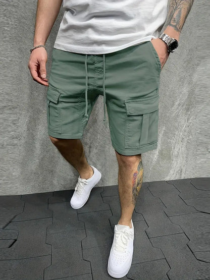 Herren Cargo Shorts mit Kordelzug und Utility Taschen