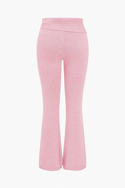 Damen Strick-Set Kapuzenjacke Schlaghose
