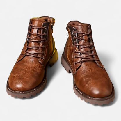 Herren Leder Stiefeletten Schnürboots Business Casual