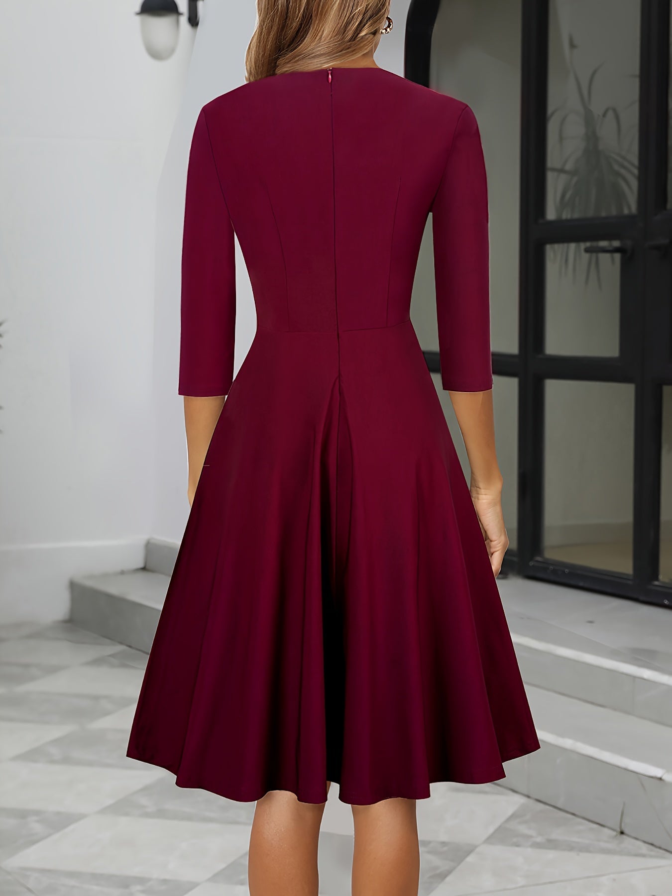 Damen Abendkleid Midi Länge Elegantes Design