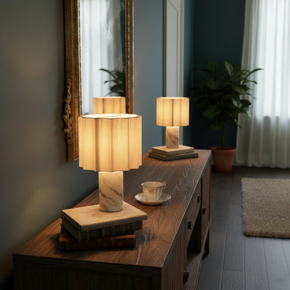 Marmor Tischlampe Mirna Weiss