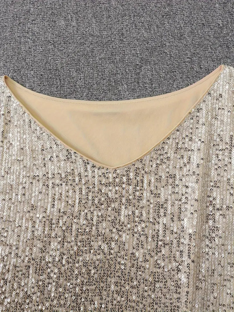 Norvielle Damen Paillettenkleid Mit Kontrast