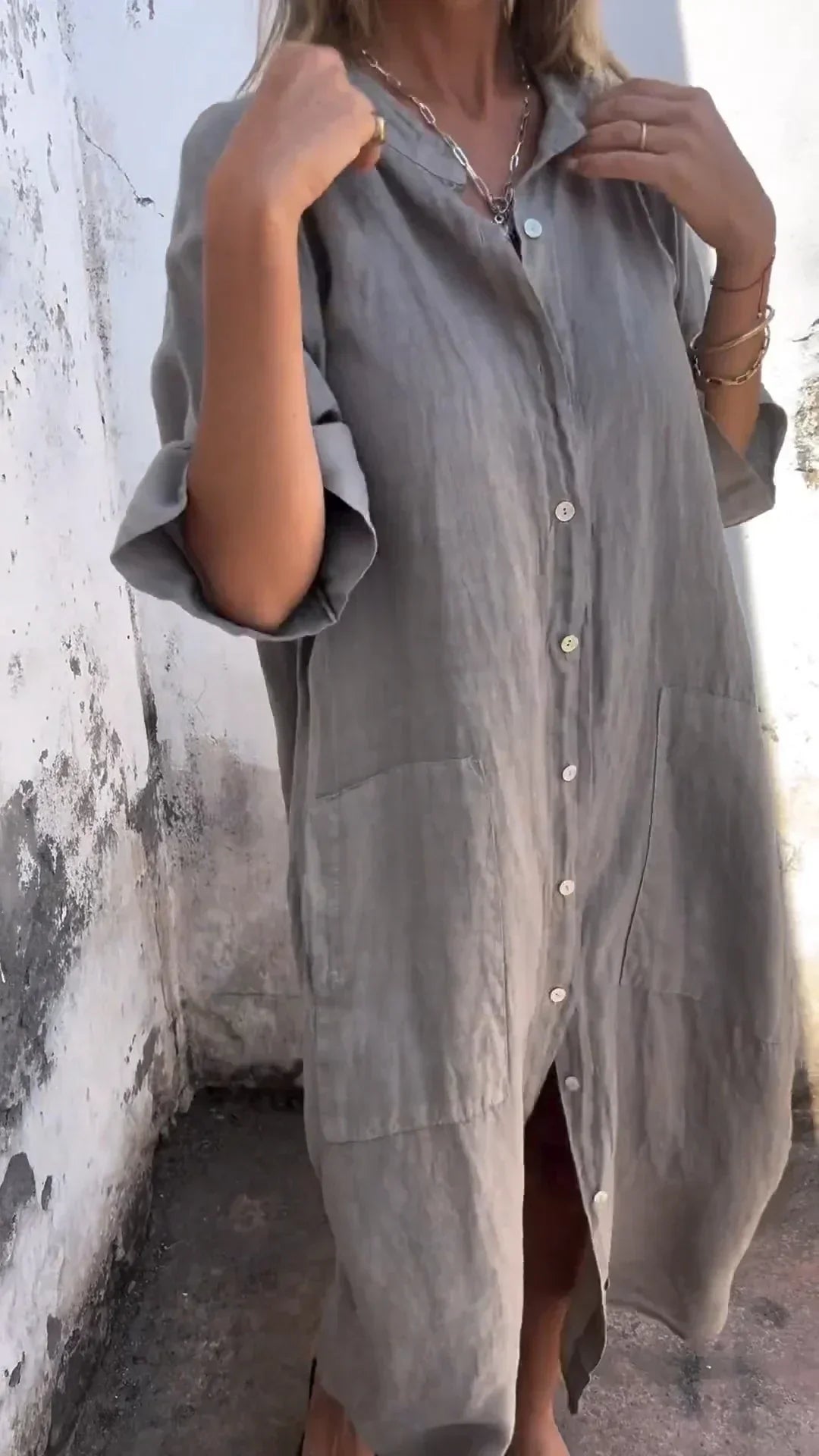 Lässiges Damen Langhemdkleid