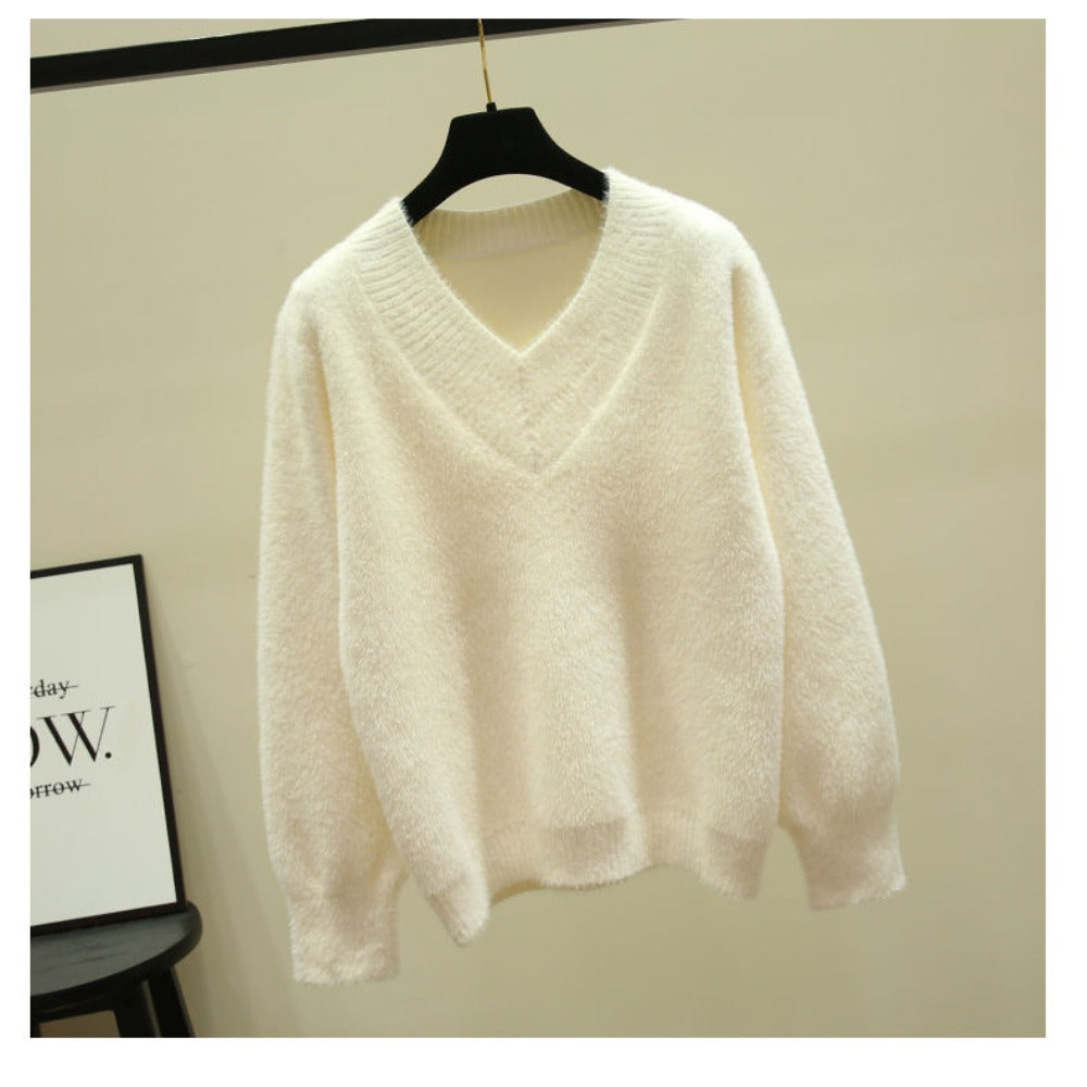Damen Pullover V-Ausschnitt Langarm Rina