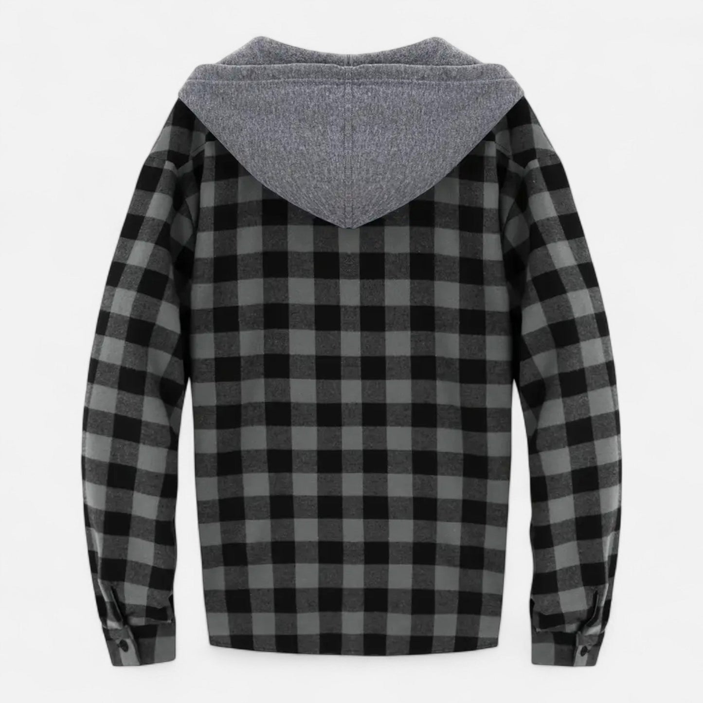 Herren Karo-Hoodie mit Knöpfen und Kordelzug