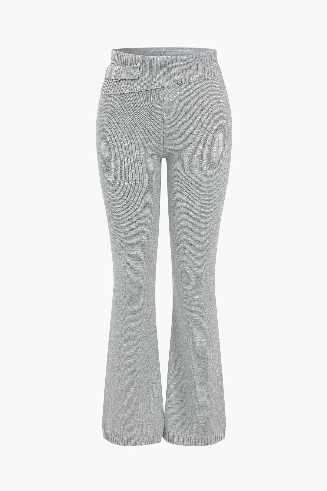 Damen Strick-Set Kapuzenjacke Schlaghose
