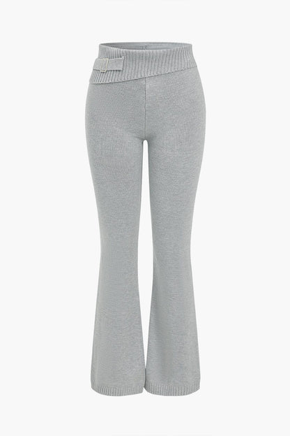 Damen Strick-Set Kapuzenjacke Schlaghose