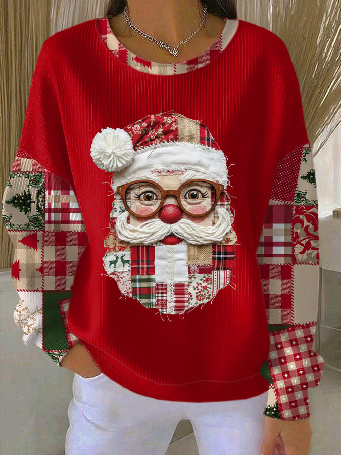Weihnachtspulli Weihnachtsmann Motiv Damen