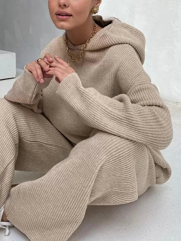 Damen Hoodie Set Gestreift Baumwolle