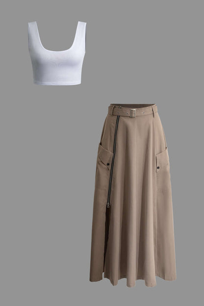 Damen Zweiteiler-Set Crop- Maxirock - Norvielle