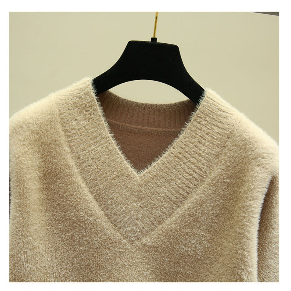 Damen Pullover V-Ausschnitt Langarm Rina