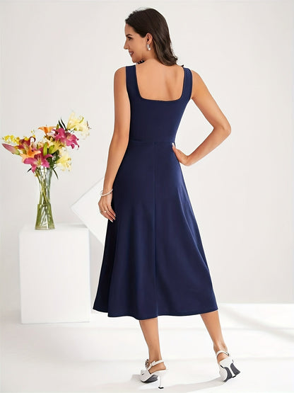 Norvielle Damen Kleid mit Trägern Dunkelblau - Norvielle