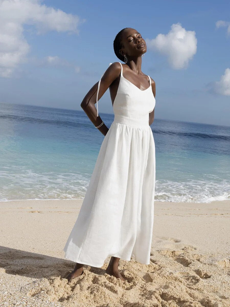 Norvielle Damen Strandkleid Rückenfrei Sommerkleid - Norvielle