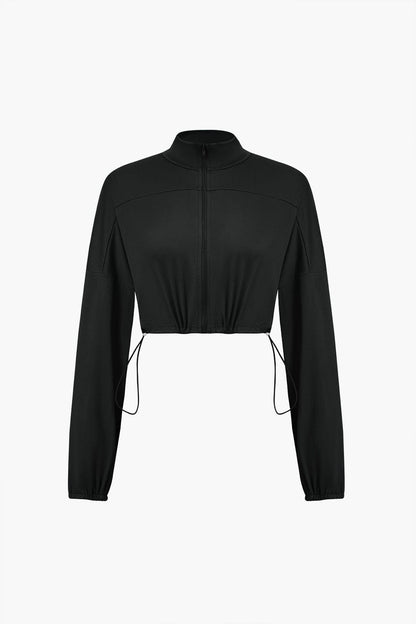 Damen Sportliches Zweiteiler-Set Cropped-Jacke Leggings