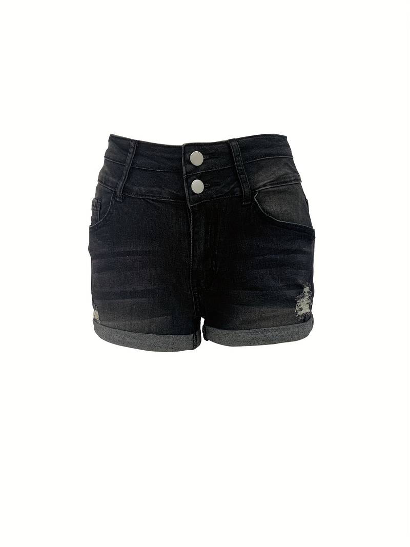 Norvielle Damen Gerippte Jeansshorts Sommer