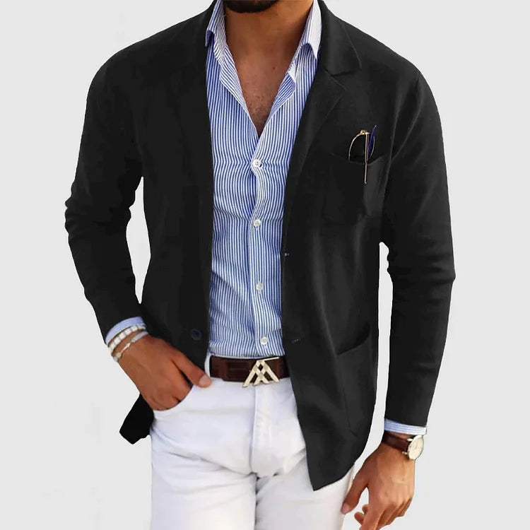 Herren Leinenblazer Reverskragen Leicht Beige