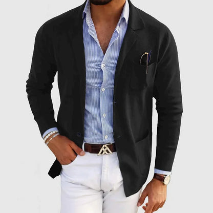 Herren Leinenblazer Reverskragen Leicht Beige