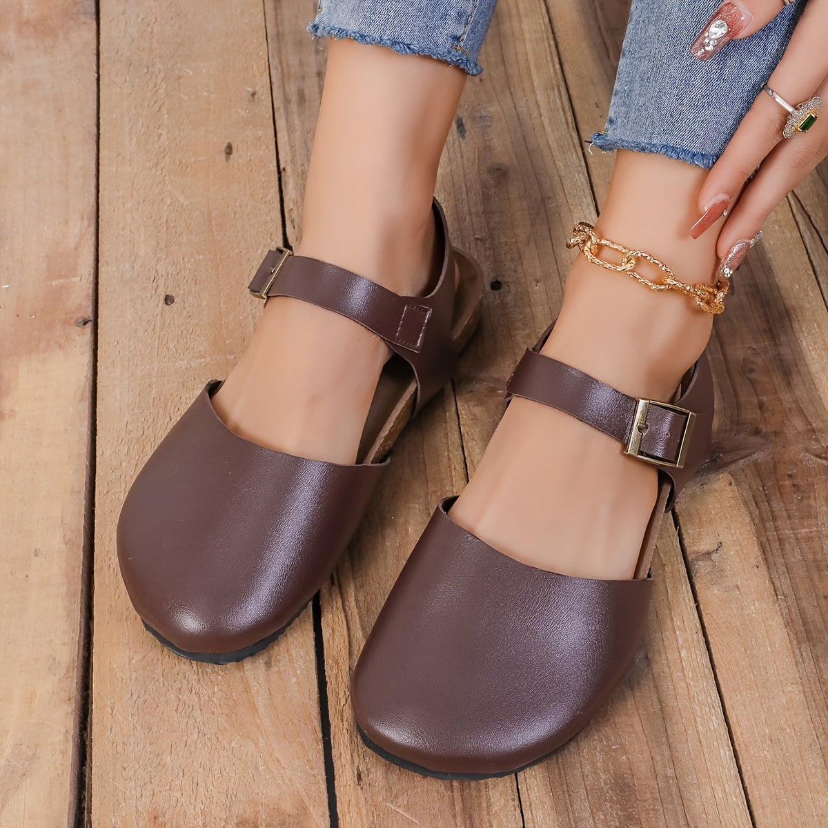 Damen Slingback Sandalen Kork Geschlossene Spitze