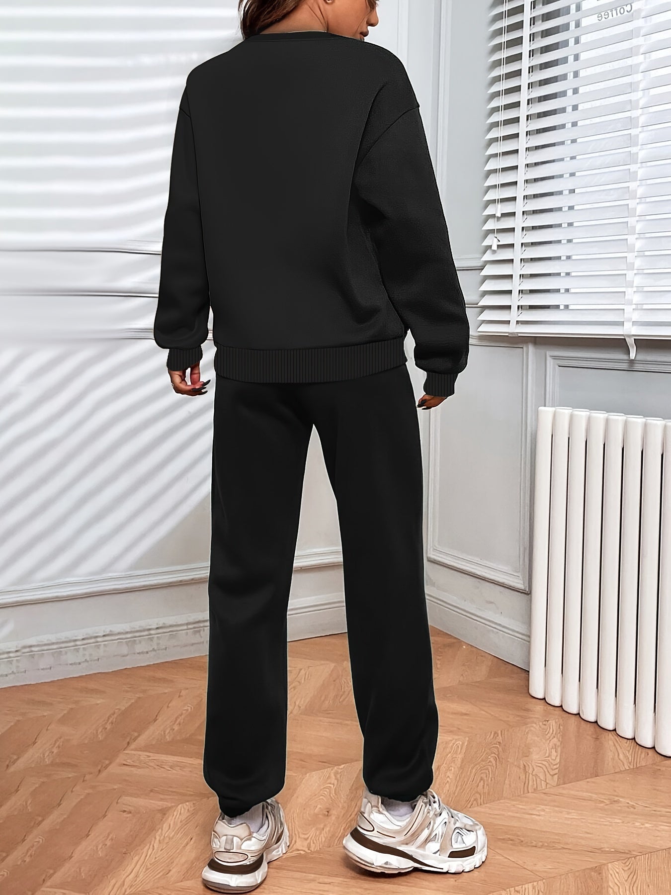 Damen Jogging Set Oversized Sweatshirt Hochtaillierte Jogger Weich