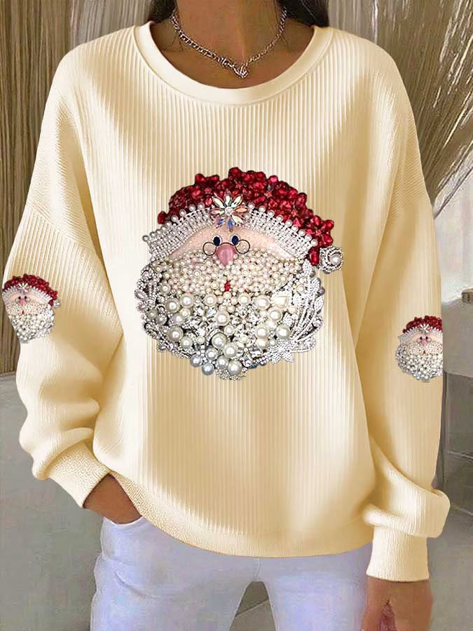 Damen Weihnachtspullover Weihnachtsmann Motiv