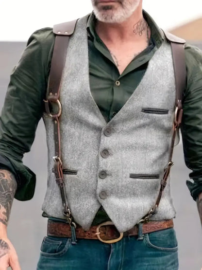 Norvielle Herren Reversweste V-Ausschnitt Vintage