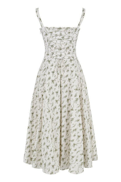 Pastellgrünes Damen Midikleid Taillenformend