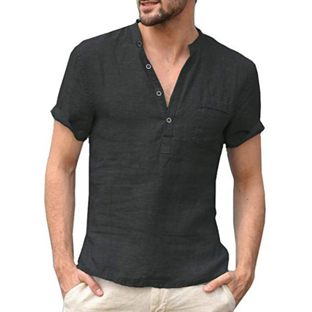 Herren Kurzarmhemd Leichter Stoff Beige