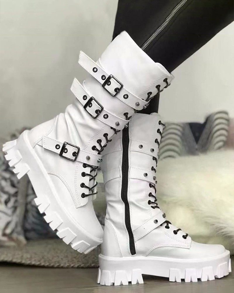 Ceridwynn Damen Military Stiefel Leder Schnürung