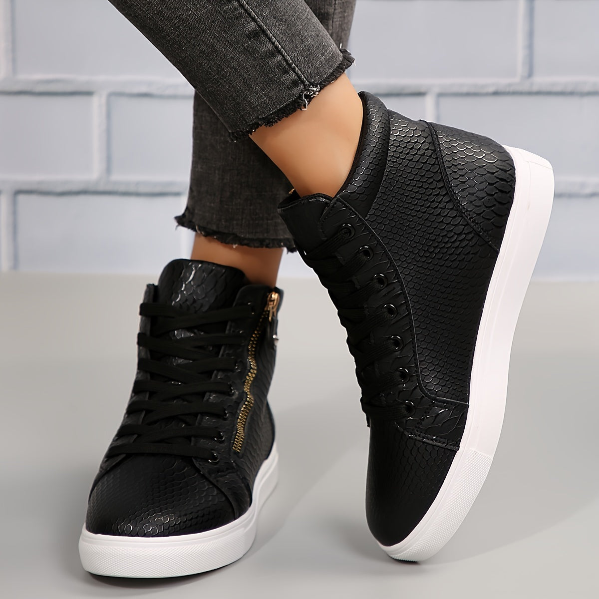 Norvielle Damen Sneakers Lässig Reißverschluss