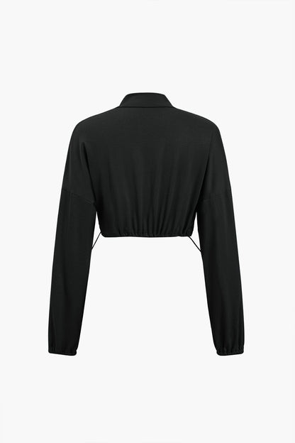 Damen Sportliches Zweiteiler-Set Cropped-Jacke Leggings