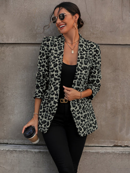 Norvielle Damen Langblazer Leopardenmuster