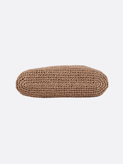 Gehäkelte Strohtasche Damen Groß Doppelte Schulterhenkel Beige