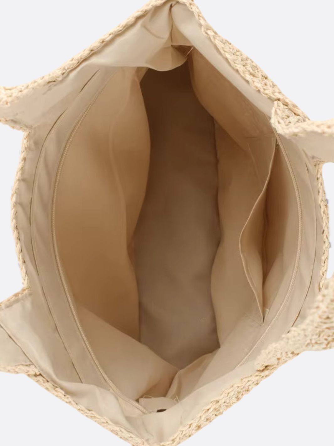 Gehäkelte Strohtasche Damen Groß Doppelte Schulterhenkel Beige