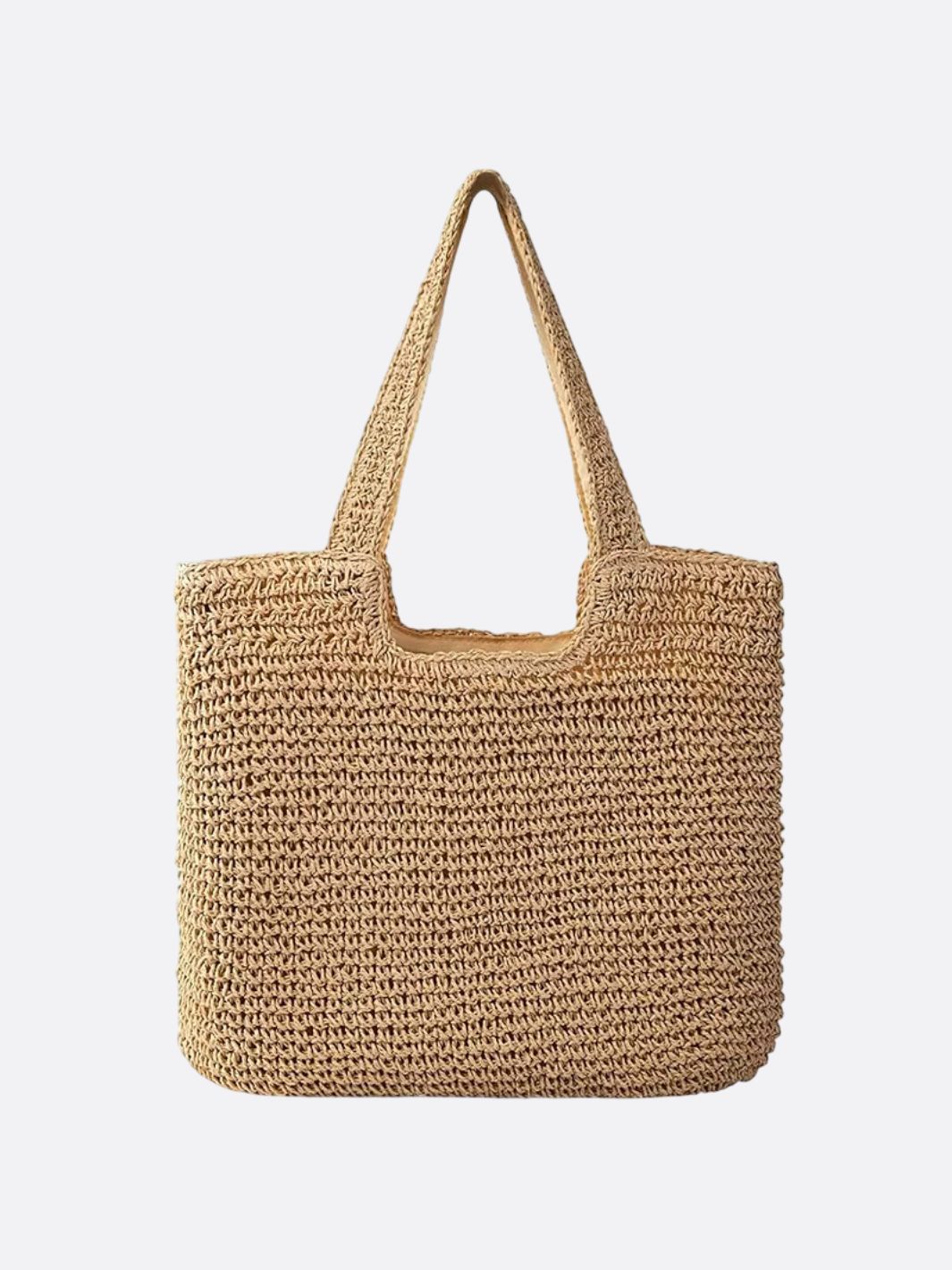 Gehäkelte Strohtasche Damen Groß Doppelte Schulterhenkel Beige - Norvielle