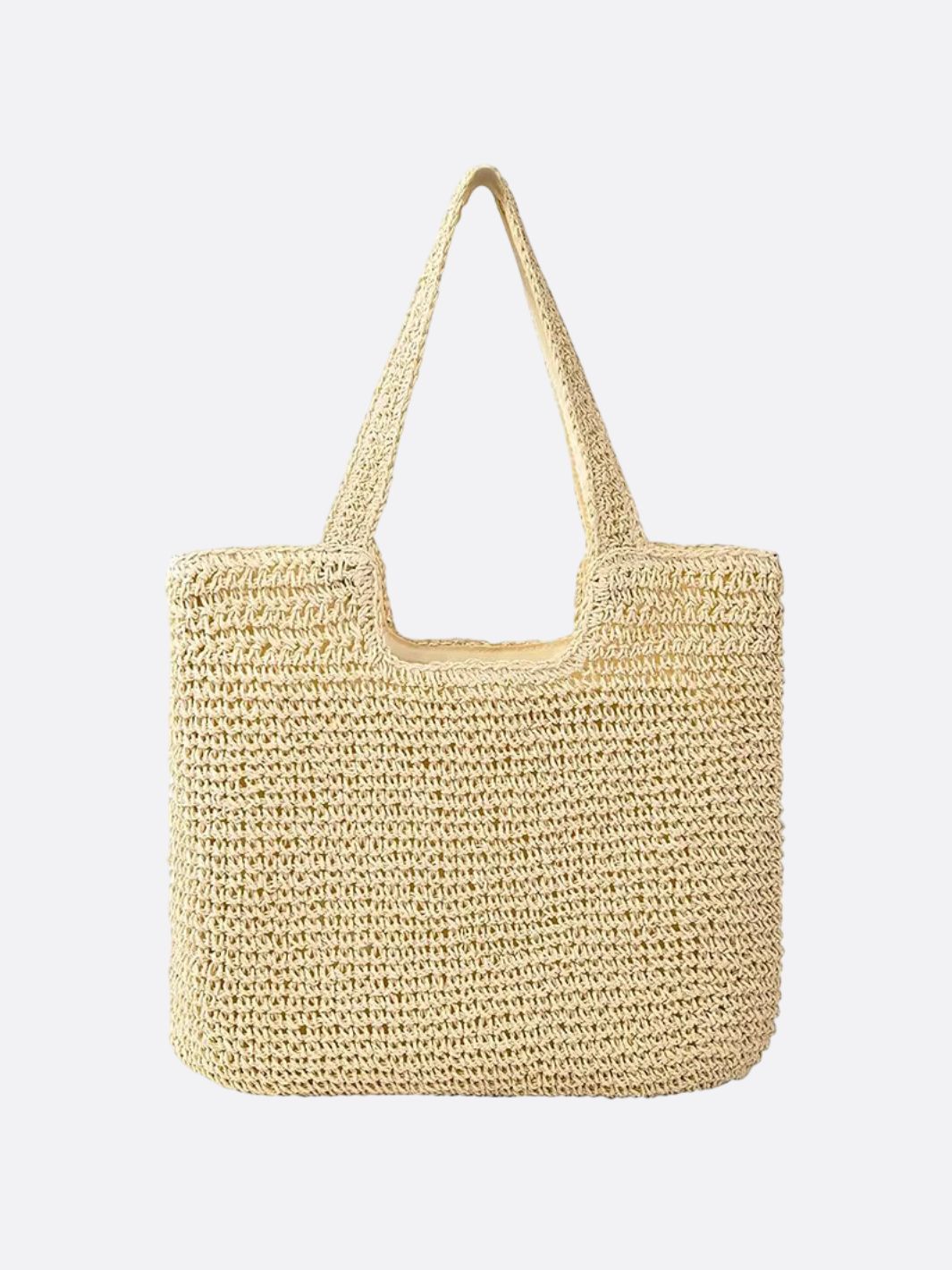 Gehäkelte Strohtasche Damen Groß Doppelte Schulterhenkel Beige