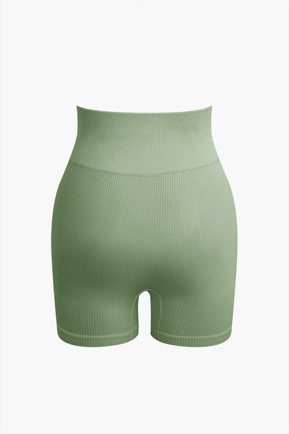 Damen Sport-Set Nahtlos Crop- Yoga-Shorts