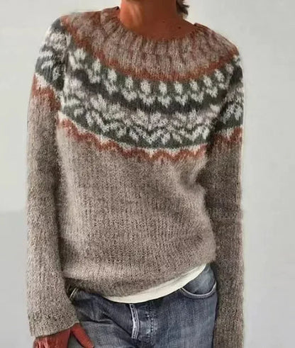 Fair-Isle-Pullover Damen Gemütlich Wollig