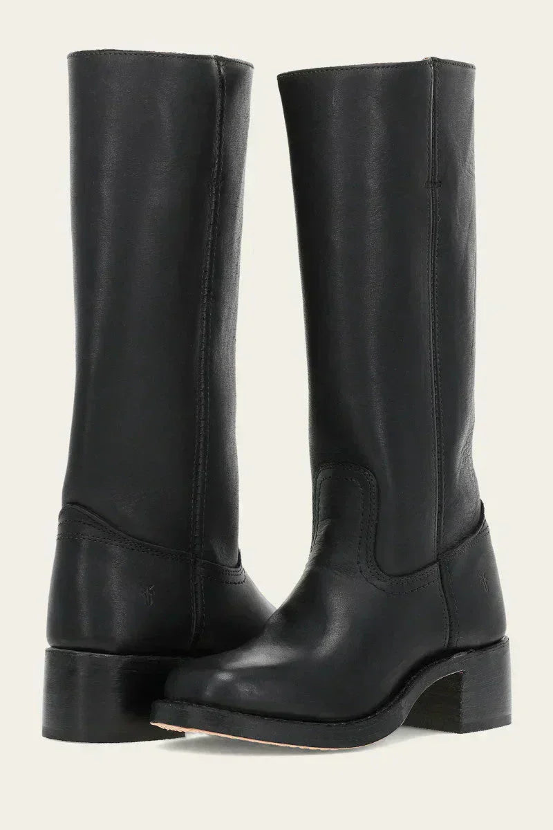 Damen Lederstiefel Westernstil Blockabsatz