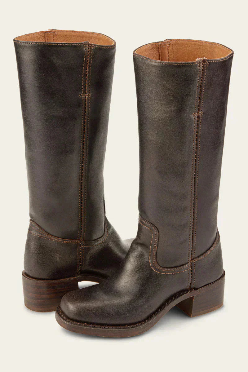 Damen Lederstiefel Westernstil Blockabsatz