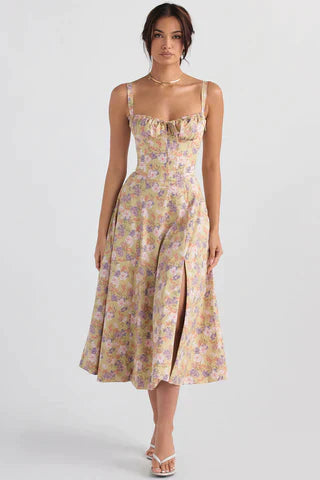 Damen Midikleid Taillenformend Bunt - Norvielle