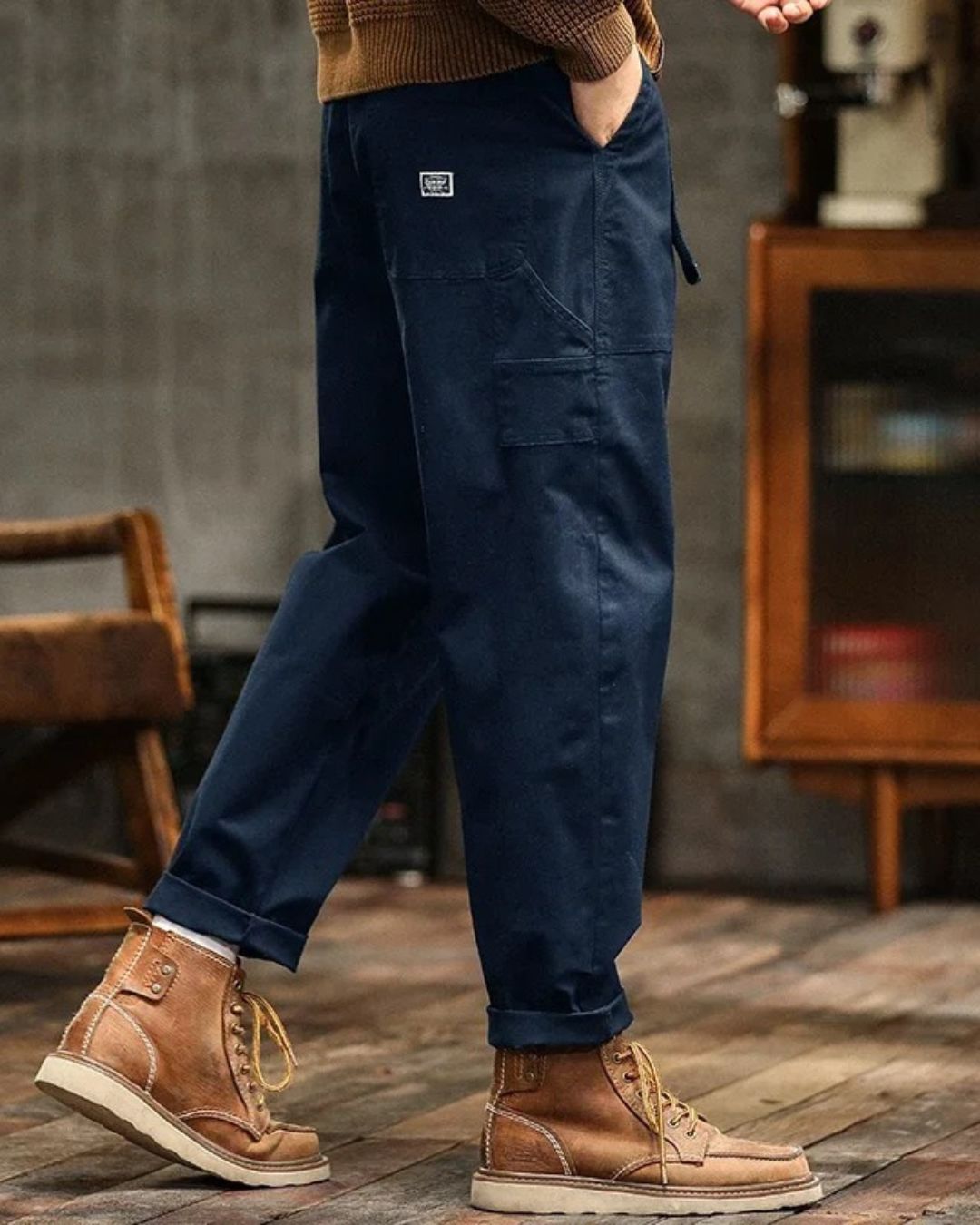 Vintage Cargo-Hosen Männer Baumwolle Beige