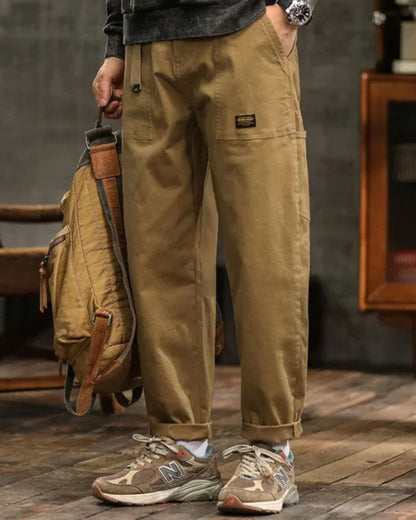 Vintage Cargo-Hosen Männer Baumwolle Beige