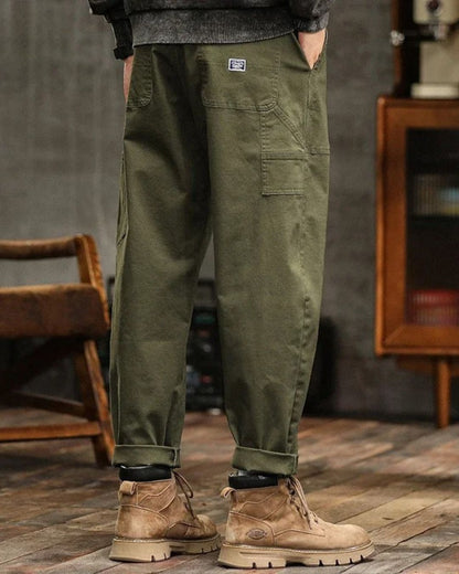 Vintage Cargo-Hosen Männer Baumwolle Beige