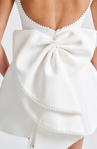 Damen Kurzkleid Rückenausschnitt Schleife Festlich