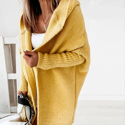 Damen Strickjacke Lang Mit Kapuze