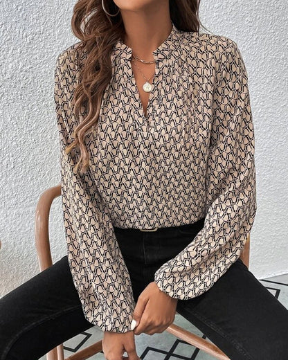 Damen Bluse V-Ausschnitt Langarm Elegant Bürotauglich