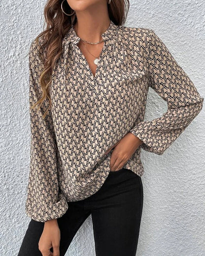 Damen Bluse V-Ausschnitt Langarm Elegant Bürotauglich - Norvielle