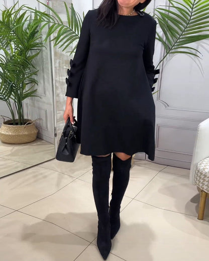 Knielanges Kleid für Herbst und Winter, gerade Passform