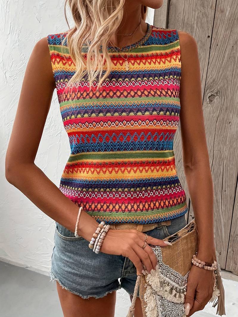 Norvielle Damen Tanktop Bunt Gestreift