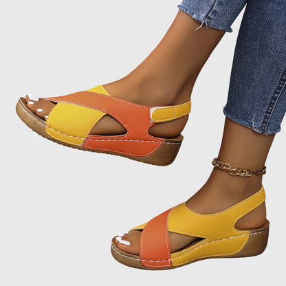 Damen Freizeit-Sandalen Offener Zehenbereich Zweifarbig